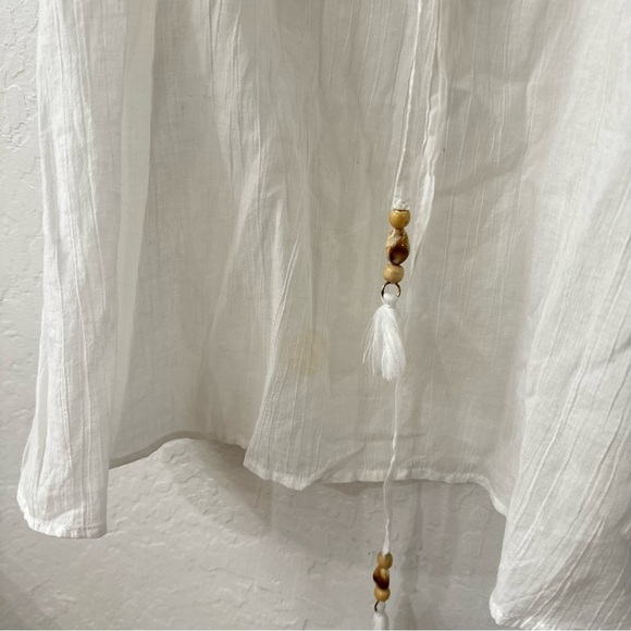 Aerie White Beach Sheer Cover Up Dress Seashell Tassel Size XS - Picture 3 of 6
